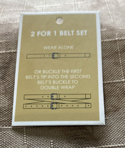 Michael Kors belts 2 For 1 Blue Floral And Cream Gold Buckles MK Logo "Skinny"