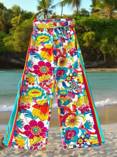 Trina Turk Bal Harbour Roll On Cover Up Pants Medium Multicolor Floral NWT~CHIC