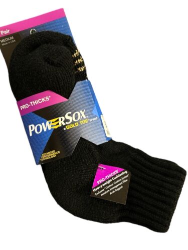 Gold Toe PowerSox  2 Pairs Heavy We Pro-Thick Socks Quarter Crew~ Size M 5-9