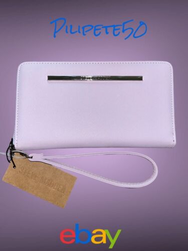 STEVE MADDEN WALLET WRISTLET LAVENDER SMOOTH TEXTURED SILVER ZIP "OH WHAT COLOR"