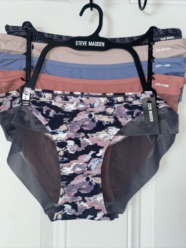 Steve Madden ~ 5-Pair Women's Bikini Underwear Cotton & Nylon Blend ~LARGE~CUTE!