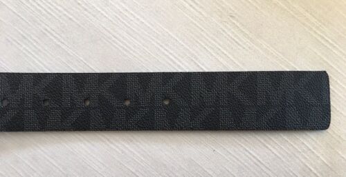 MICHAEL KORS BELT BLACK WITH LARGE PRINTED MK LOGO SILVER BUCKLE LARGE MSRP $48