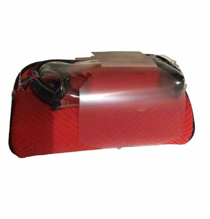 Aimee Kestenberg CHELSEA RED CHEVRON 3-Piece NICKEL Silver Zipper Cosmetic Bag