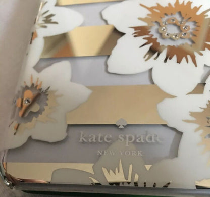 KATE SPADE PHONE CASE WHITE FLOWER GOLD ACCENTS RHINESTONE iPhone 8,7,6s,6