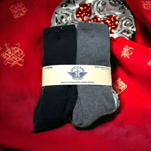 DOCKERS Men 6 Pairs ATHLETIC CUSHIONED BREATHABLE CREW SOCKS All Season 2 Colors