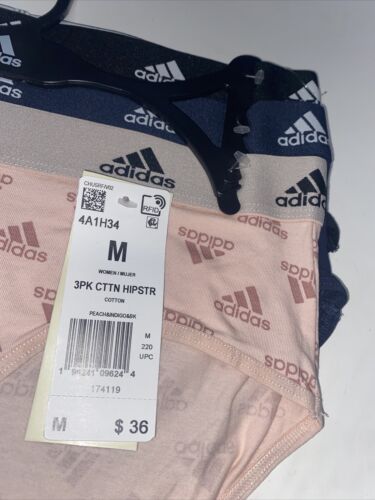 Adidas Women's 3-PK Cotton Hipster Underwear 4A1H34 (Size M) NWT MSRP $36