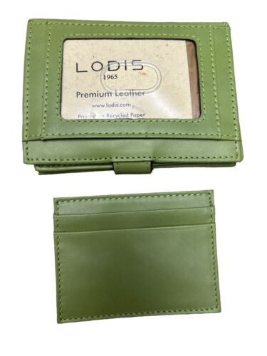 LODIS Coin Purse Bifold Card Wallet Green Genuine Leather-ABSOLUTELY BEAUTIFUL!