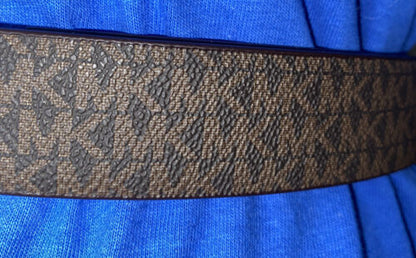 MICHAEL KORS BELT REVERSEABLE FLORAL/CHOCOLATE MK LOGO WITH GOLD MK BUCKLE