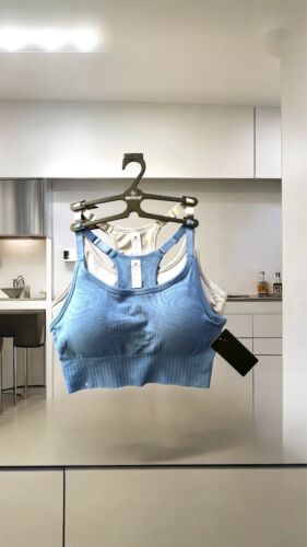 90 Degree By Reflex Seamless Noha Sports Bra~Blue & Gray~Set of 2~Sze LARGE