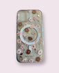 Kate Spade Protective Case~iPhone 13/14~Clear Floral Pink & Gold Leaves~MagSafe