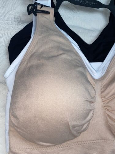 Delta Burke 3-Pack Seamless Bras Size 1X Soft Comfort Lounge Removable Pads NEW