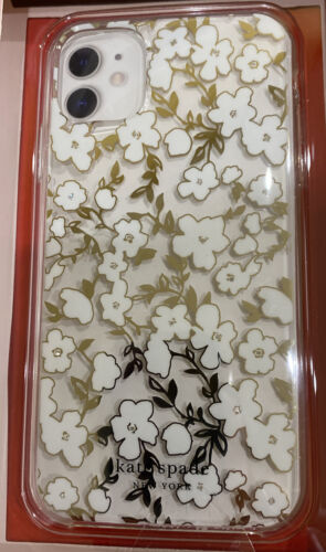 KATE SPADE CASE iPHONE 11 PRO MAX CLEAR -TINY WHITE FLOWER RHINESTONE GOLD FOIL