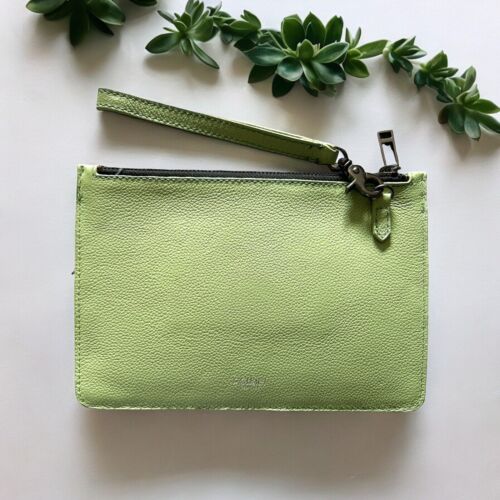 BOTKIER Cobble Hill M.C Leather Wristlet Clutch Wallet, Dusty Mint Green NWT $78