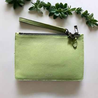 BOTKIER Cobble Hill M.C Leather Wristlet Clutch Wallet, Dusty Mint Green NWT $78