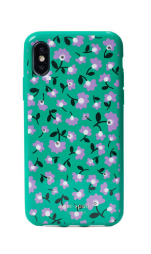 Kate Spade Phone Case For iPhone X/XS Green multi Party Floral Jeweled Nice!!!
