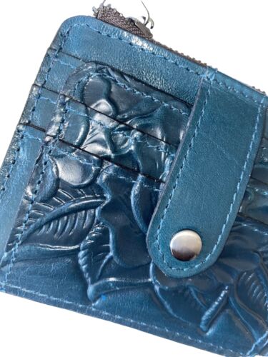Patricia Nash CASSIS Leather CC ID Case RFID-Blue Coral Rose Tool~CLASSIC BEAUTY