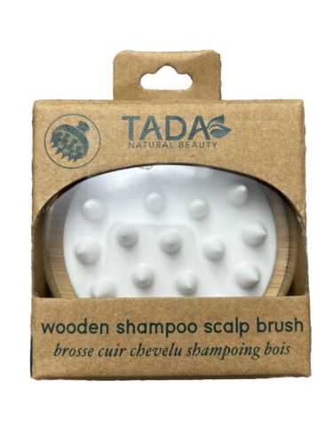 TADA~ Wooden Bamboo Soft Silicone Bristles Scalp & Hair Massager Shampoo Brush
