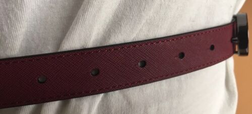 MICHAEL KORS BELT REVERSIBLE NICKEL/BURGUNDY SKINNY With MK LOGO CIRCLE BUCKLE