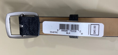 MICHAEL KORS BELT BLACK MINI MK PRINTED LOGO SILVER BUCKLE "SKINNY" "SO NICE"
