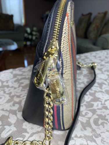 STEVE MADDEN HANDBAG BMAGGIE MULTICOLORED STRIPE PRINT XBDY GOLD -TONE HARDWARE