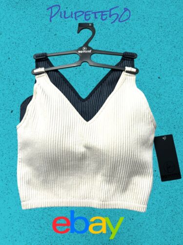 90 Degree By Reflex~Gardenia/Black~ Stonewash Seamless Alamo Bra~Sze.  MED -CUTE