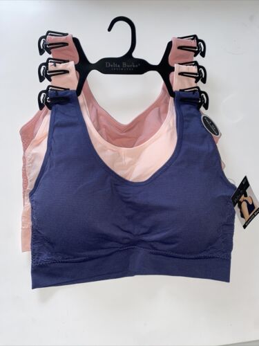 DELTA BURKE~3 PACK COMFORT SEAMLESS BRAS ~ SIDE DETAIL~ALL SIZES~GREAT FIT!