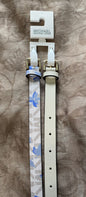 Michael Kors belts 2 For 1 Blue Floral And Cream Gold Buckles MK Logo "Skinny"