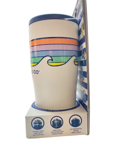 NIP Life is Good 4-in-1 Can Cooler White Waves Fits Slim/ Regular Cans