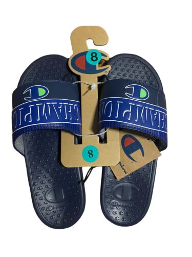 Champion Men's Super Slide Varsity Duo Sporty Slide Sandals Navy Size 8~ COMFORT