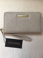 STEVE MADDEN WALLET Bisque Stamped Logo Zip Around Organizer Wristlet Free Ship