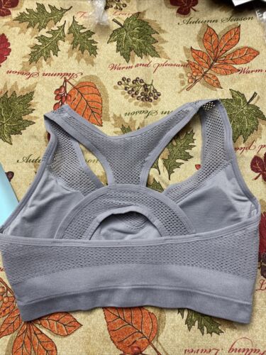 New Balance Sports Bra Smokey Warts (Gray) Style 7454 Removable Cups Size XLarge