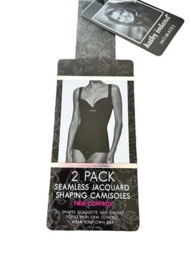 KATHY IRELAND~Seamless~2 Pack Firm Control Shaping Camisole Black &Nude~PLUS~1X~