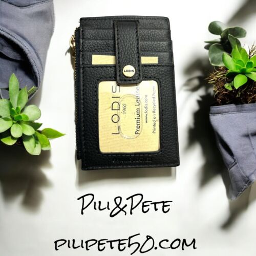 Lodis Wallet  Black Monica Mini Stacker RFID Protection Genuine Leather- UNIQUE!