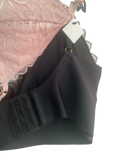 NICOLE MILLER Black/Beige NM6905~Lace & Microfiber Wireless Bra~ Medium - NWT