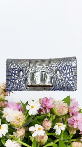 Brahmin Ady Wallet Eggshell Melbourne~Genuine Leather~Silver, Blue ~Gold  NWT