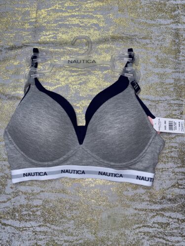 NÁUTICA 2PACK INTIMATES COMFORT BRAS SIZE 36C -WIRELESS-RETAIL $48-BEAUTIFUL NEW