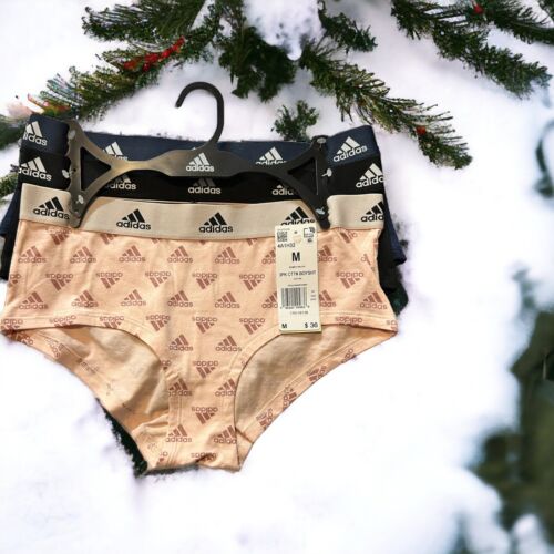 Adidas Women's 3-PK Cotton Boyshort Underwear  4A1H32 (Size M) NWT MSRP $36