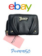 JUICY COUTURE BLACK PLEATS PLEASE SMALL Z/A WALLET-GOLD LOGO & STUDS -UNIQUE!!
