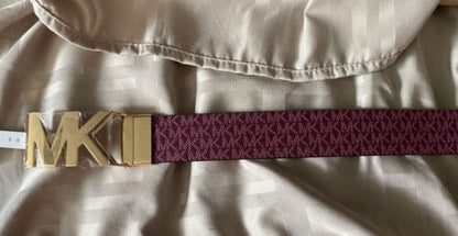 MICHAEL KORS BELT REVERSIBLE VIOLET MK LOGO TO LUGGAGE MK GOLD BUCKLE