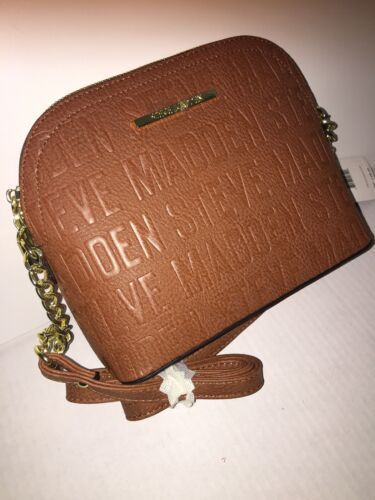 STEVE MADDEN HANDBAG BMARILYN COGNAC STAMPED LOGO GOLD HARDWARE