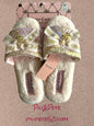 Juicy Couture Pink Faux Fur Slippers~JC-Hasen 3~Size M~Pink/Gold Logo~W105461W