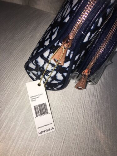 Aimee Kestenberg CHELSEA 3Piece INDIGO DYE DESIGNER Cosmetic Rose Gold Hardware