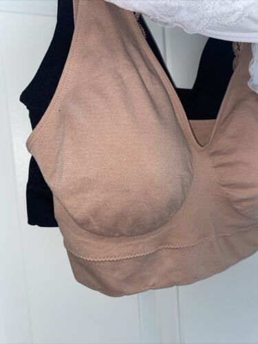 Delta Burke 3-Pack Seamless Bras 1X Lace & Soft Comfort Lounge Removable Pad NEW