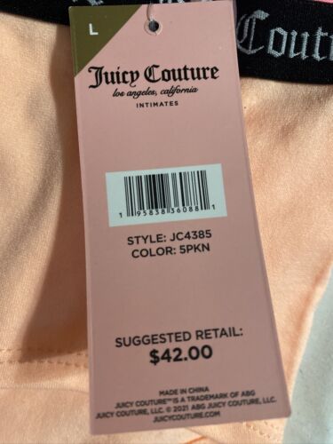 JUICY COUTURE JC4385~ 5 Pack SIGNATURE WAIST COMFY SEAMLESS HIPSTER PANTIES L