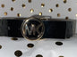 MICHAEL KORS BELT BLACK GLOSS LEATHER GOLD LOGO BUCKLE KORS STYLE!!!