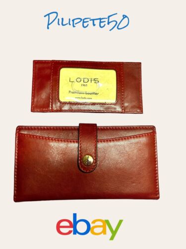 LODIS Coin Purse Bifold Card Wallet Red Genuine Leather-ABSOLUTELY BEAUTIFUL!