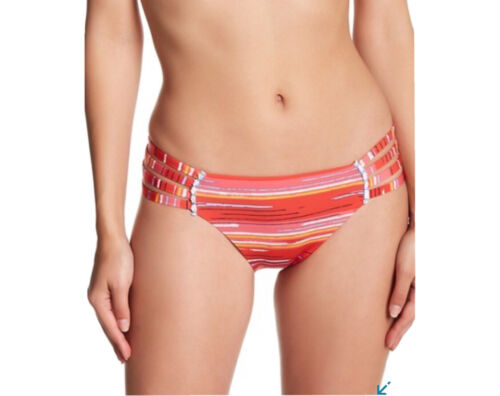 Dolce Vita Women's Medium Swim. Bikini Top Orange Cheeky Stripe Padded & Bottom