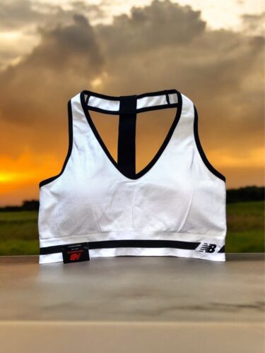 New Balance Medium Impact Sports Bra Style 7462 White/Black Size XL NEW