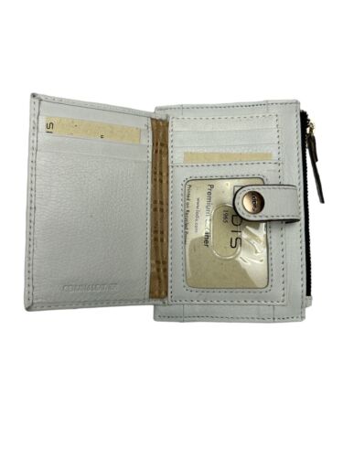 LODIS Coin Purse Bifold Card Wallet WHITE Genuine Leather-ABSOLUTELY BEAUTIFUL!