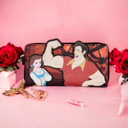 Loungefly Disney Beauty &The Beast Villains Gaston Scene Long Zip Around Wallet